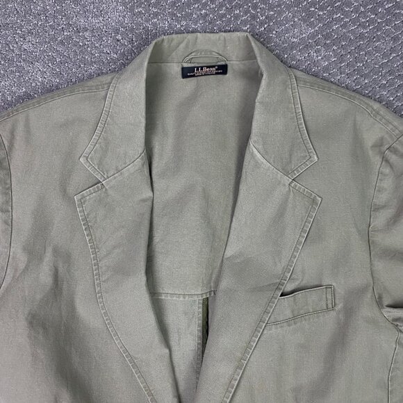 LL Bean Cotton Canvas Blazer Sport Coat Men's 42R Khaki Olive - Picture 2 of 14